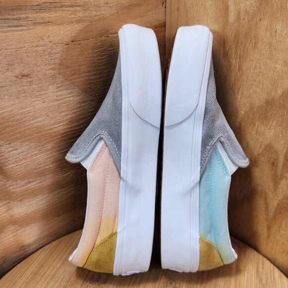 Womens Vans Classic Slip On Colorblock Suede Canvas Platform Sneakers - Picture 8 of 11